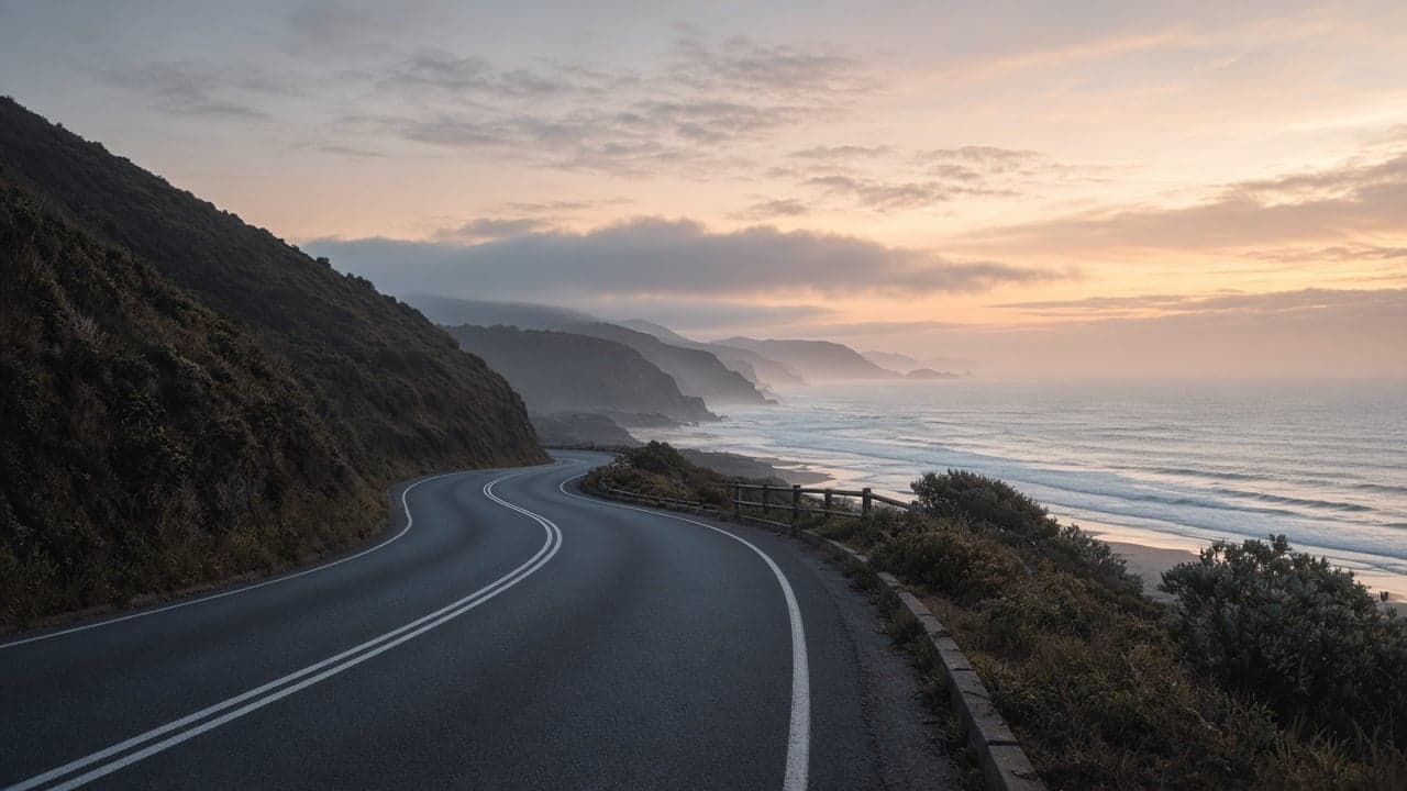 Coastal road at dawn